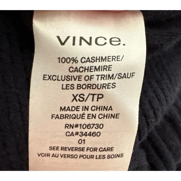 VINCE Rib Skinny Cashmere Cardigan Coastal Blue | XS - Picture 9 of 11